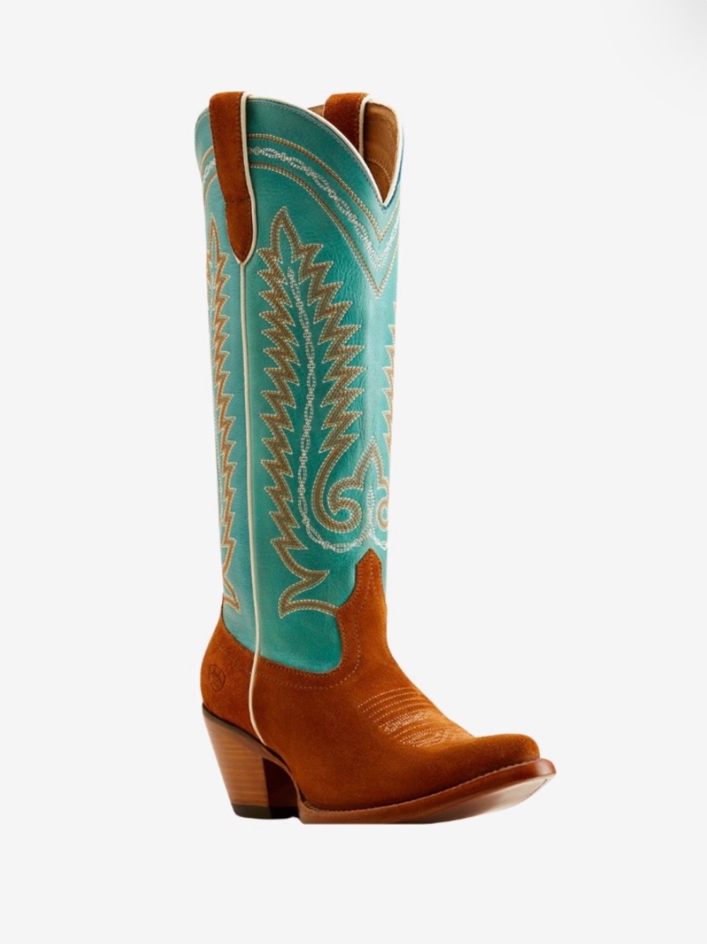 Turquoise & Brown Women's Western Knee-High Boot